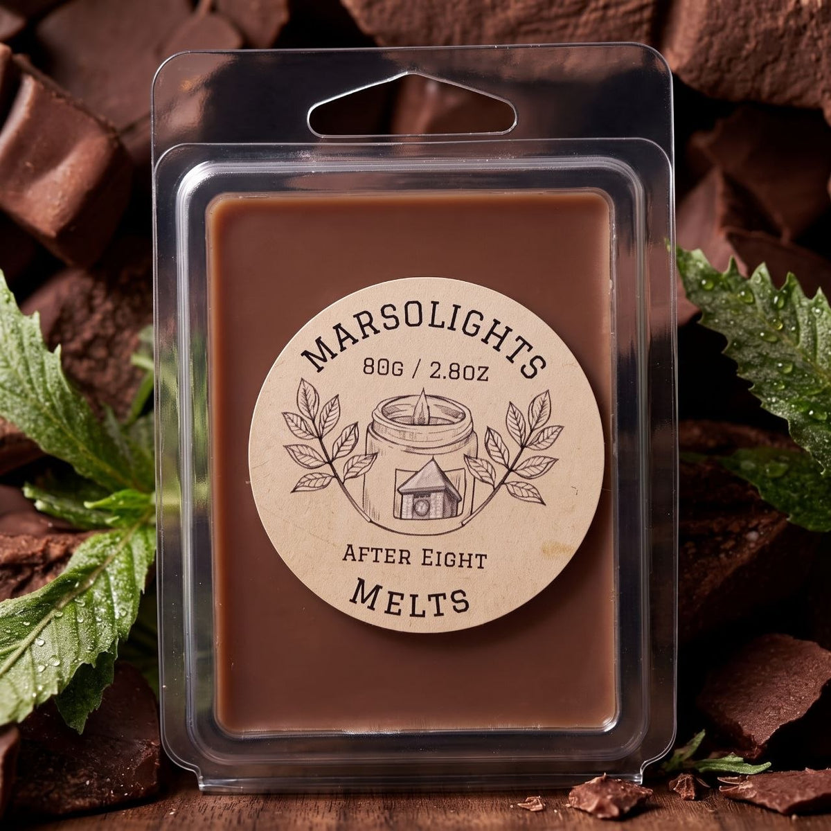 After Eight Wax Melts featuring cool peppermint and rich chocolate fudge
Wax Melt Size: 80 g / 2.8 oz
Aroma Time: Approximately 8–10 hours per cube
Soy Wax / Made in Canada / Paraben Free