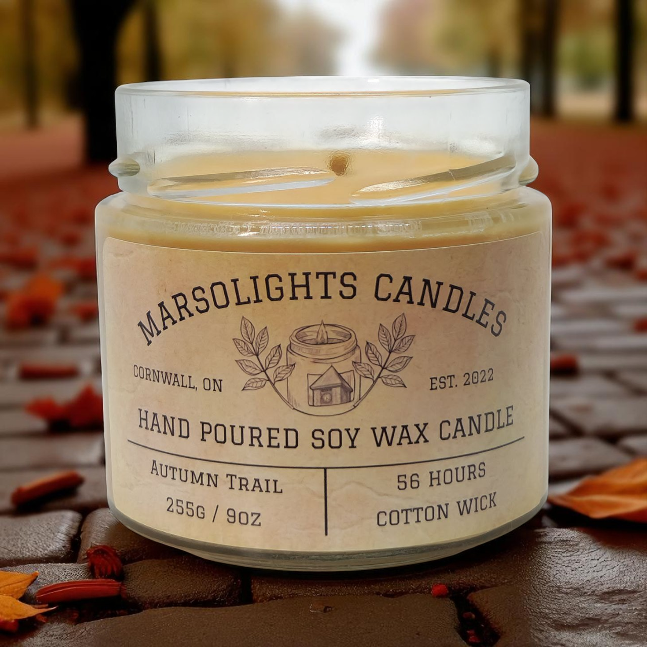 Autumn Trail Soy Candle – Peach, Maple, Cinnamon & Musk