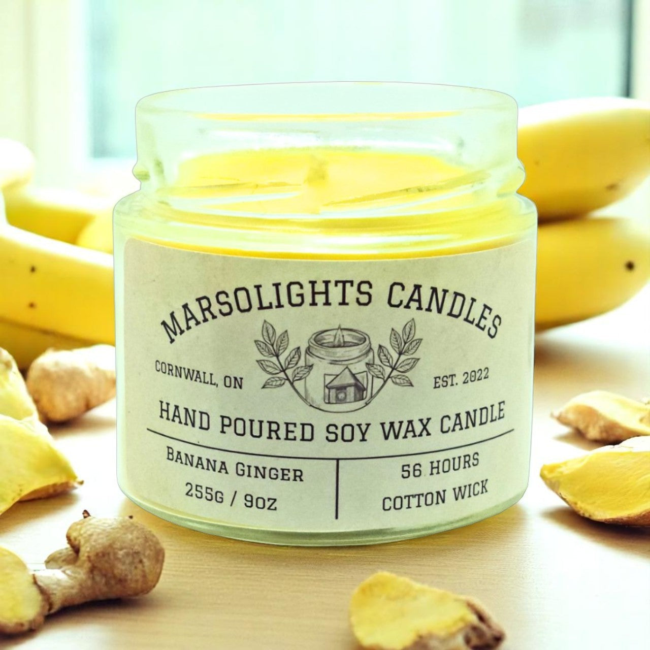 Bougie au soja banane et gingembre