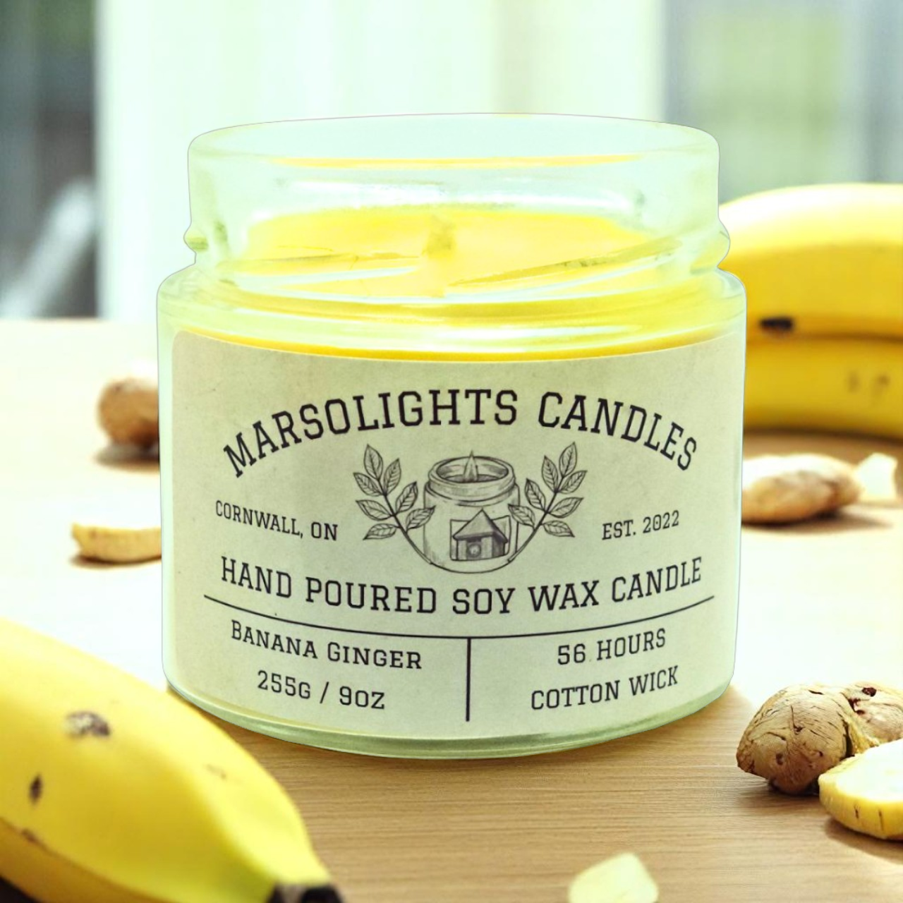 Bougie au soja banane et gingembre
