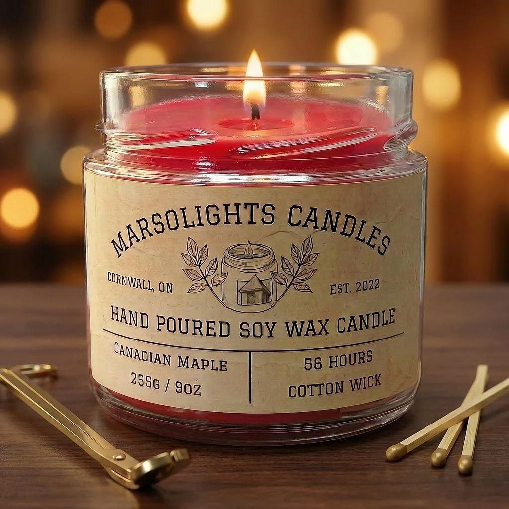Maple Syrup Scented Soy Candle
Made in Canada - Paraben Free
9 ounce or 255 grams
Burn time: 56 hours+
Wick Type: Cotton
Scent Profile: top note of brewed coffee, leading into a rich caramel and sweet maple. Grounded by a soothing base of vanilla and Peru balsam, this candle fills your space with the aroma of a sugar shack.