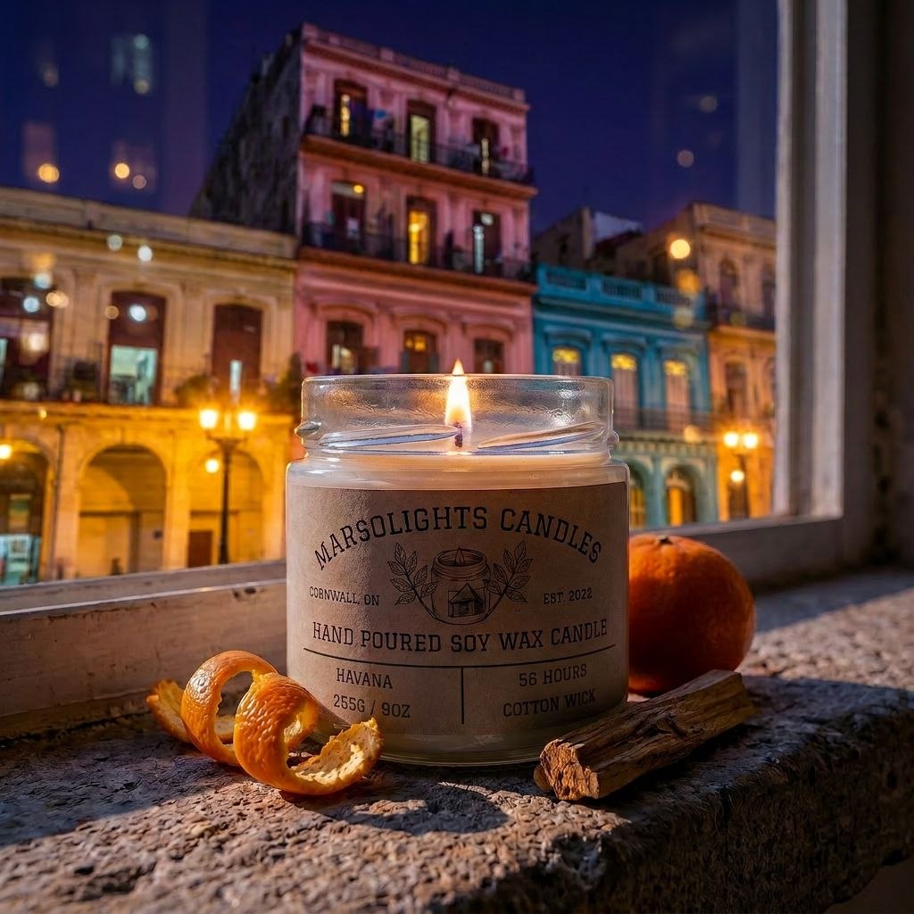 Havana Scented Soy Candle
Made in Canada
Size: 9 ounces or 255 grams
Scent Profile: Bergamot, Mandarin, Rose, Sandalwood
Burn time: 56 hours
Wick Type: Cotton
Paraben Free