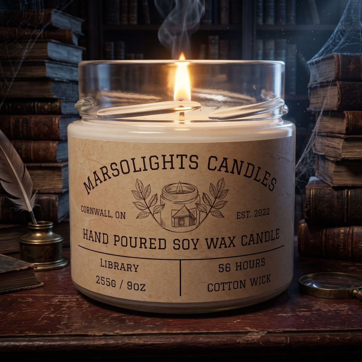 Library Scented Soy Candle
Fragrance Notes:
Top: Warm Teakwood
Middle: Cedar, Worn Leather
Base: Sandalwood, Musk, Patchouli
Candle Size: 9 oz / 255 g
Burn Time: 56+ hours
Cotton Wick / Soy Candle / Made in Canada / Phthalate Free