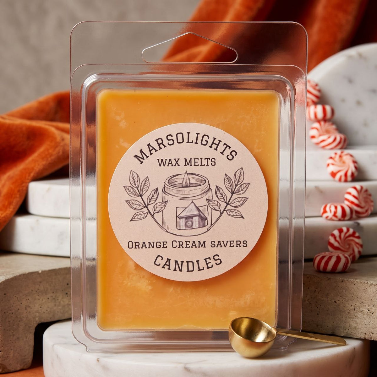 Orange Creme Saver Wax Melts
Fragrance Notes:
Top: Sweet Citrus, Bright Orange
Middle: Creamy Vanilla, Soft Butter
Base: Rich Cream, Vanilla Sugar
Wax Melt Size: 80 g / 2.8 oz
Aroma Time: Approximately 8–10 hours per cube
Soy Wax / Made in Canada / Phthalate Free / Paraben Free