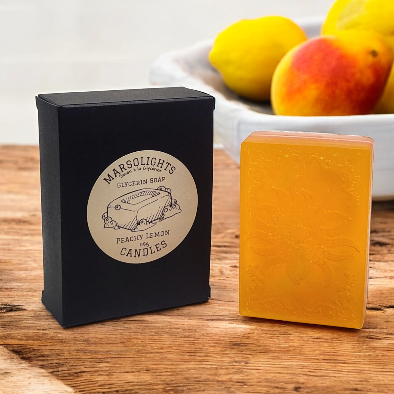 Savon en barre Pêche et Citron