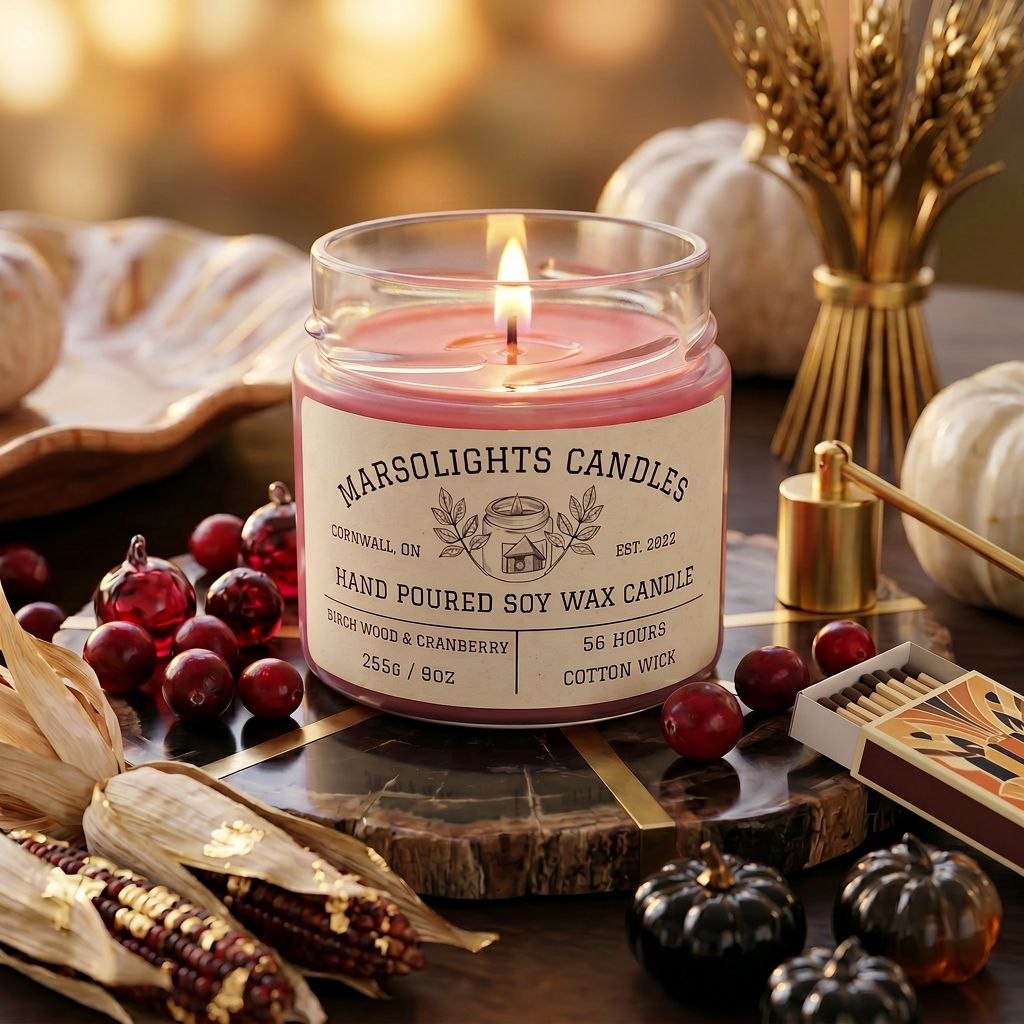 Birch wood and Cranberry Scent Soy Candle
Made in Canada
Paraben Free
255 grams or 9 ounces
Burn time: 56 hours
Aroma profile below:
Top Notes: Cranberry, Bergamot, Raspberry
Mid Notes:: Cinnamon, Clove Leaf, Lemon Zest
Base Notes:: Birch Wood, Cedar, Siberian Fir