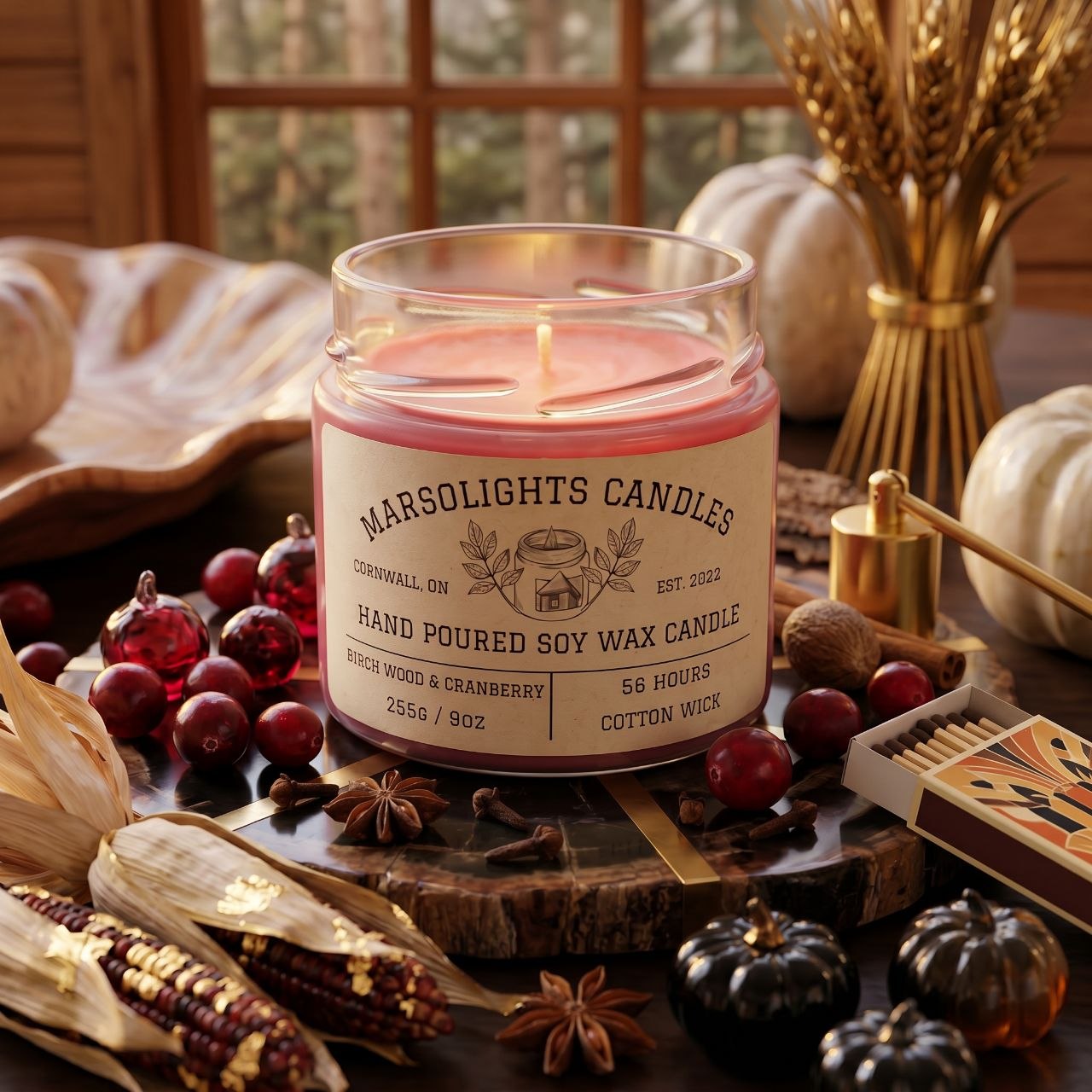 Birch wood and Cranberry Scent Soy Candle
Made in Canada
Paraben Free
255 grams or 9 ounces
Burn time: 56 hours
Aroma profile below:
Top Notes: Cranberry, Bergamot, Raspberry
Mid Notes:: Cinnamon, Clove Leaf, Lemon Zest
Base Notes:: Birch Wood, Cedar, Siberian Fir