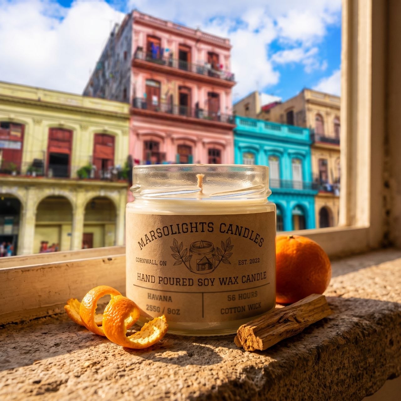 Havana Scented Soy Candle
Made in Canada
Size: 9 ounces or 255 grams
Scent Profile: Bergamot, Mandarin, Rose, Sandalwood
Burn time: 56 hours
Wick Type: Cotton
Paraben Free

