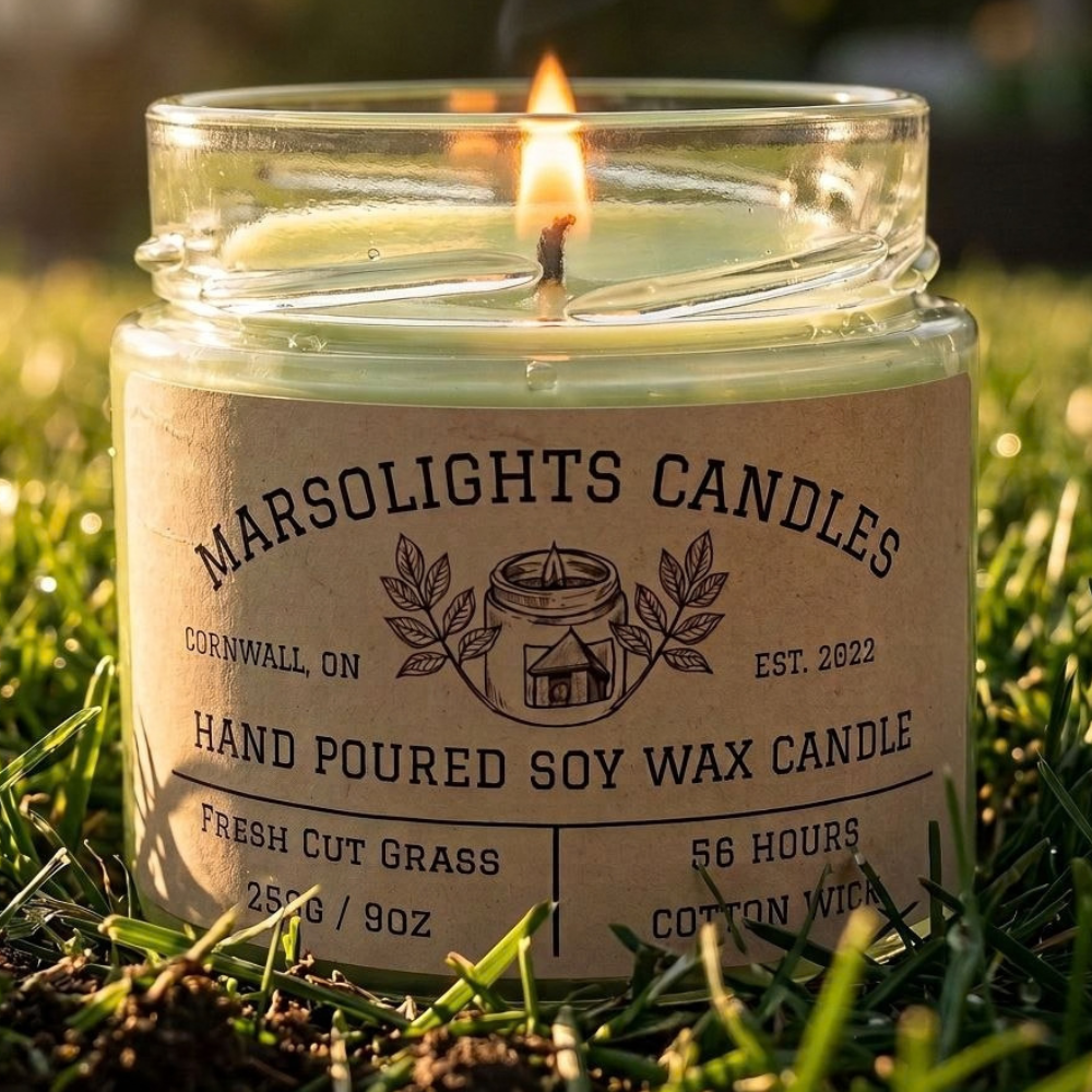 Fresh Cut Grass Soy Candle
Fragrance Notes:
Top: Bright Lemongrass
Middle: Fresh Cut Green Grass, Soft Green Leaves
Base: Earthy Sage
Candle Size: 9 oz / 255 g
Burn Time: 56 hours
Cotton Wick / Soy Candle / Made in Canada / Phthalate Free