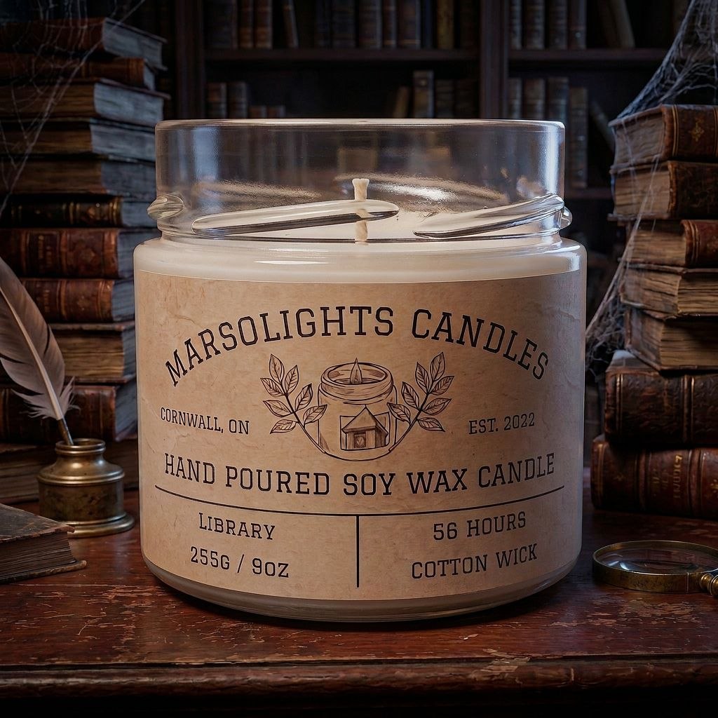 Library Scented Soy Wax Melts
Fragrance Notes:
Top: Warm Teakwood
Middle: Cedar, Worn Leather
Base: Sandalwood, Musk, Patchouli
Candle Size: 9 oz / 255 g
Burn Time: 56+ hours
Cotton Wick / Soy Candle / Made in Canada / Phthalate Free