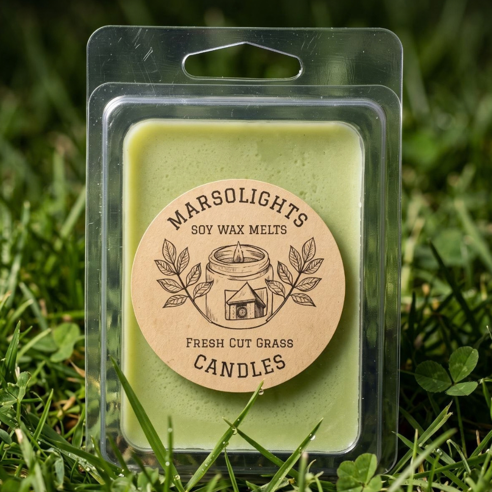 Fresh Cut Grass Soy Wax Melts by Marsolights Candles
Wax Melt Size: 80 g / 2.8 oz
Aroma Time: Approximately 6-8 hours per melt
Soy Wax 
Made in Canada / Phthalate Free / Paraben Free
Fragrance Notes:
Top: Zesty Lemon, Citrus, Lemongrass
Middle: Dew-Kissed Grass, Green Leaves, Palmarosa
Base: Earthy Moss, Galbanum, Clary Sage