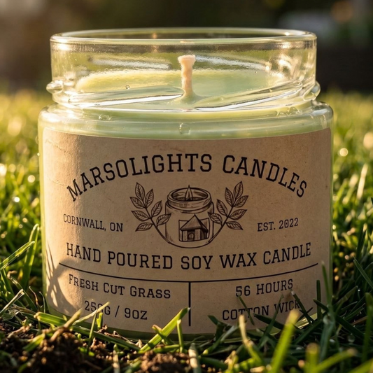 Fresh Cut Grass Soy Candle
Fragrance Notes:
Top: Bright Lemongrass
Middle: Fresh Cut Green Grass, Soft Green Leaves
Base: Earthy Sage
Candle Size: 9 oz / 255 g
Burn Time: 56 hours
Cotton Wick / Soy Candle / Made in Canada / Phthalate Free