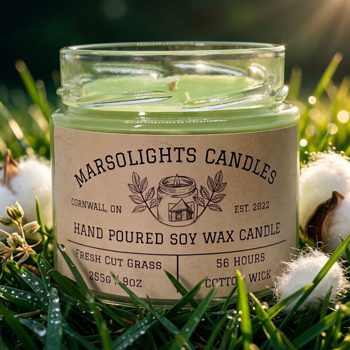 Fresh Cut Grass Soy Candle
Fragrance Notes:
Top: Bright Lemongrass
Middle: Fresh Cut Green Grass, Soft Green Leaves
Base: Earthy Sage
Candle Size: 9 oz / 255 g
Burn Time: 56 hours
Cotton Wick / Soy Candle / Made in Canada / Phthalate Free