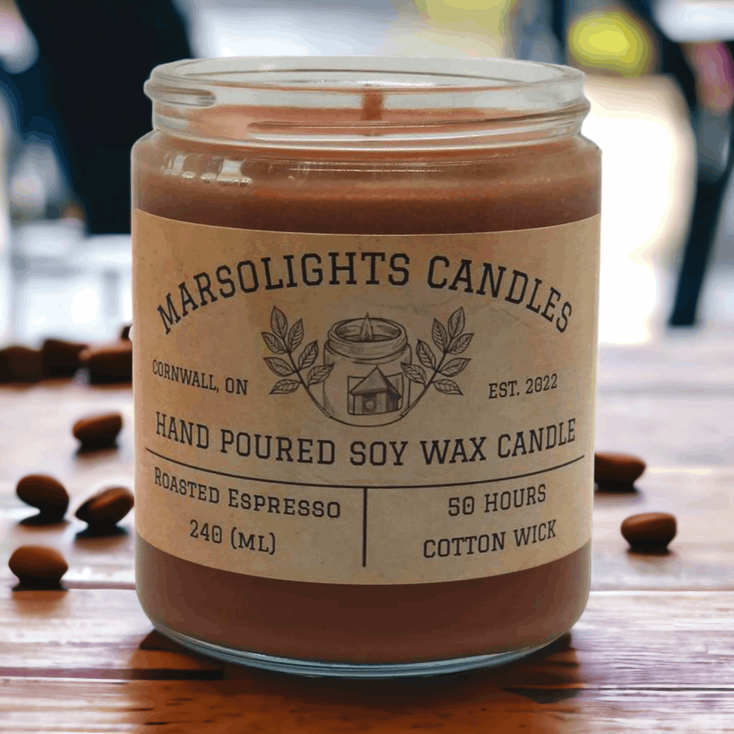 Roasted Espresso Soy Wax Candle. All-natural soy wax with paraben free oils roasted espresso strong scented candle.