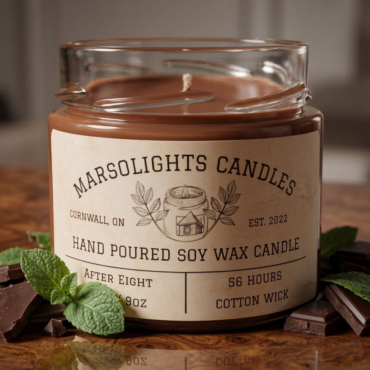 Bougie de soja de type After-Eight 